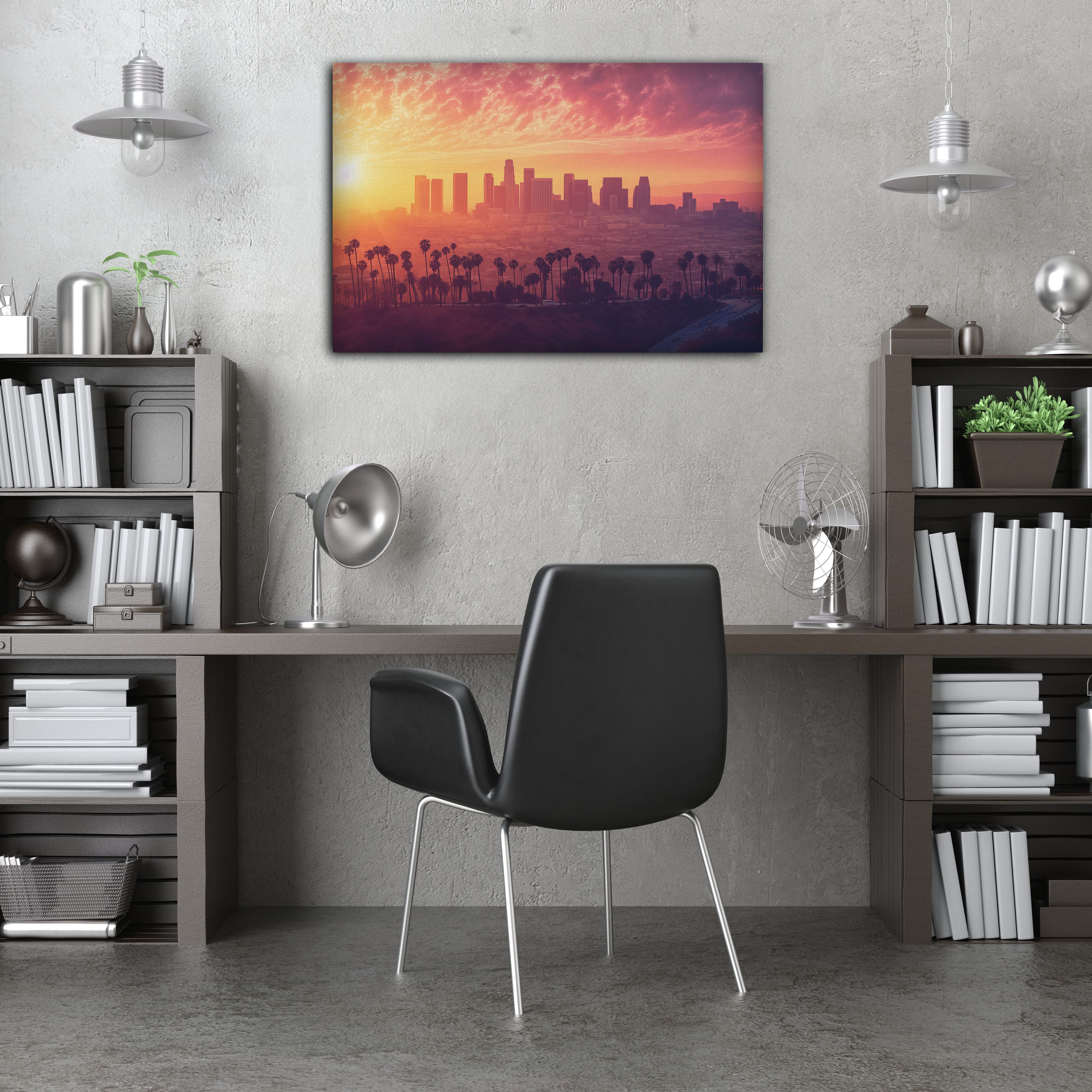 Los Angeles Gün Batımı Dijital Sanat Kanvas Tablo